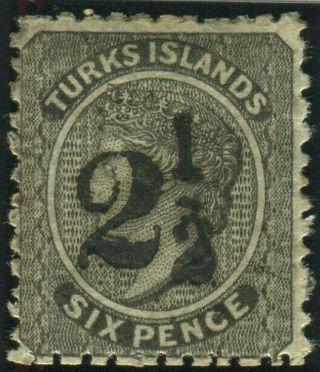 Turks Islands - 1881 2½d On 6d Black.  A Mounted Example Sg 28