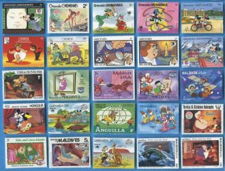 Walt Disney Postage Stamps 200 Different All Nh [sta2434]
