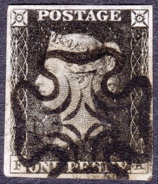 Scarce One Penny Black 1d With London Broken Points Mx Plate 2 " Fa " 4 Margins