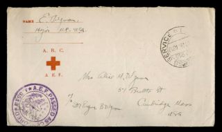 Dr Who 1918 Aef Frank To Usa Wwi Censored Red Cross E52095