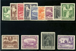 British Guiana 1934 Kgv Pictorial Set Complete Mnh.  Sg 288 - 300.  Sc 210 - 222.