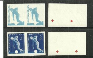 Croatia/yugoslavia 1943 Red Cross Issue In Unlisted Imperfs / Progressive Proofs
