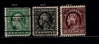 Beloit Wisconsin Precancels Type 461 - 3 Stamps