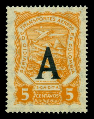 Colombia 1923 Airmail Scadta Consular Ovpt.  Germany 5c Sc Cla34 Mnh Proof
