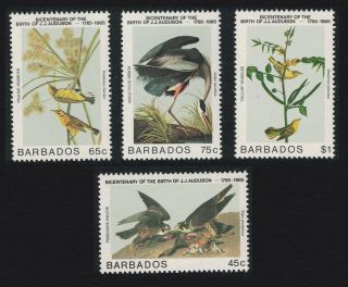 Barbados Birds Falcon Warbler Heron Audubon 4v Mnh Sg 784 - 787