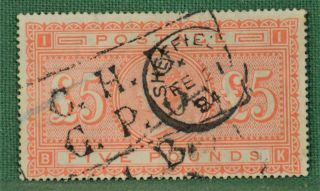 Gb Stamp Victoria 1867 - 83 £5 Five Pound Orange Sg 137 (n54)