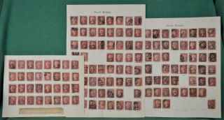 Gb Stamps Victoria 1d Penny Red Plate Numbers Near Complete 3 Pages (n45)