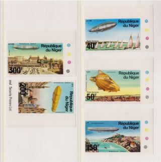 Niger C273 - C277 Zeppelins 1976 Imperforate,  Never Hinged