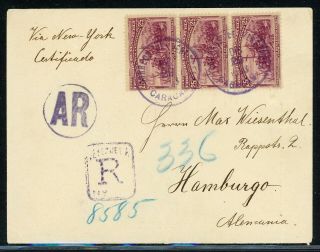 Venezuela Postal History: Lot 1 1893 - 1894 Reg Ar Caracas - Hamburg $$$$