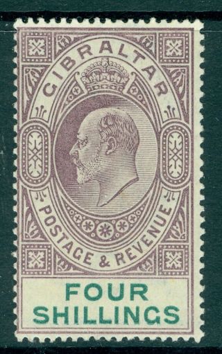 Sg 53 Gibraltar 1903 4/ - Dull Purple & Green Pristine Very Lightly Mounted