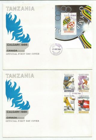 Tanzania 1988 Winter Olympic Games Calgary First Day Covers