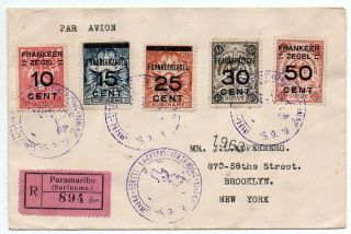 1929 Surinam Dutch Guiana To Usa First Flight Cover,  Fantastic Stamps
