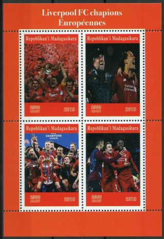 Madagascar 2019 Mnh Liverpool Fc Champions League 4v M/s Football Sports Stamps