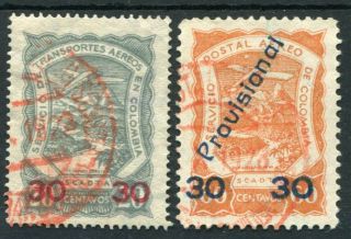 Weeda Colombia C51 - C52 1923 Air Post Stamps Scadta Surcharged Cv $95.  00