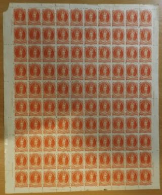 Sg 28 Nova Scotia 1860 - 63.  10c Vermilion.  Complete Sheet Of 100.  Mainly.