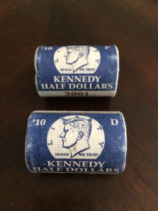 2001 Silver Kennedy Half Dollar P & D Rolls