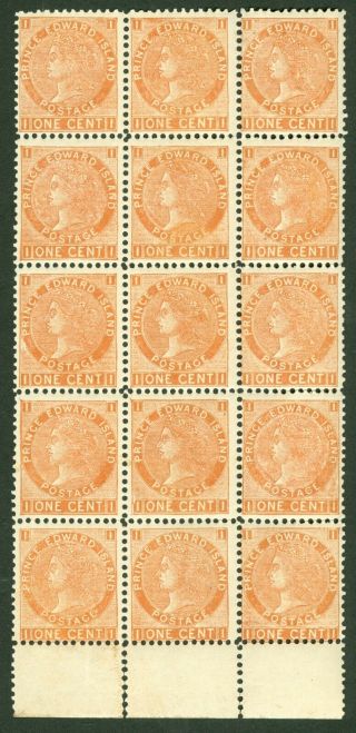 Sg 36 Prince Edward Islands 1872.  1c Brown - Orange.  A Fine Unmounted Block.
