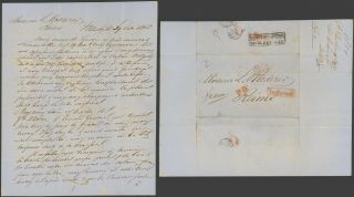 Russia 1854 - Stampless Cover St Petersburg To Reims France 32956/17