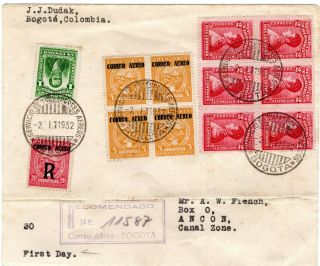 Colombia - Canal Zone - Scadta - " Correo Aereo " - Registered Fdc - 1932 Rrr