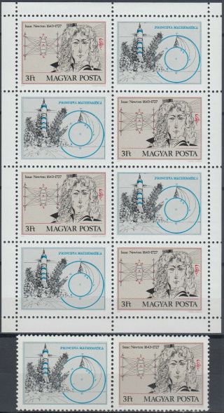 Hungary Stamp & S/s 250th Ann Death Isaac Newton 1977 Mnh - 7,  50 Euro