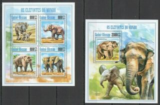 St1243 2013 Guinea - Bissau Fauna Wild Animals Elephants Kb,  Bl Mnh Stamps