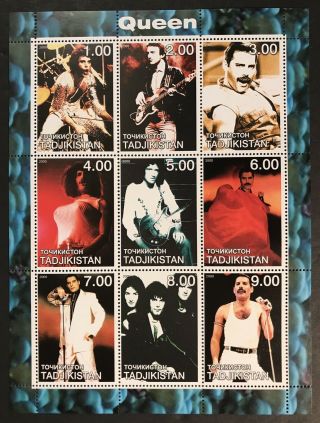 Tajikistan Queen Freddie Mercury Stamps Sheet 2000 Mnh Brian May Taylor Deacon