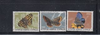 Cyprus 1983 Butterflies Sc 597 - 599 Complete Never Hinged