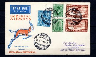 Egypt 1932 Gb Imperial Airways First Flight Airmail Cover To South West Africa