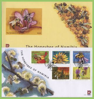 Namibia 2004 Honey Bees Set & Miniature Sheet On Two First Day Covers