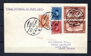 Egypt 1932 Gb Imperial Airways First Flight Airmail Cover To South Africa