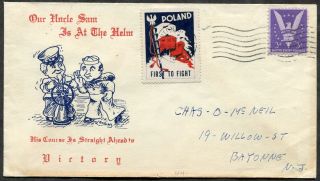 P177 - Ww2 Poland First To Fight Patriotic Label 1944 Uncle Sam At The Helm Cover