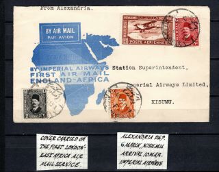 Egypt 1931 Gb Imperial Airways First Flight Airmail Cover To London Kenya
