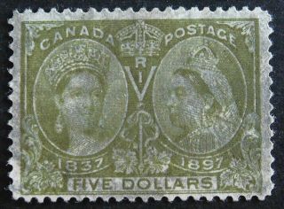 Can 65 5$ Queen Victoria Yel.  Green 1897jubilee Issue Cat1100 Us
