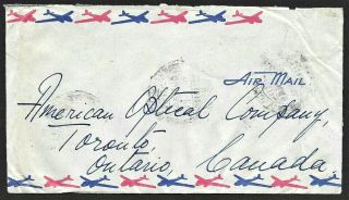 India Airmail Cover Block of Ten Mahatma Gandhi Stamps to Canada 1949 2