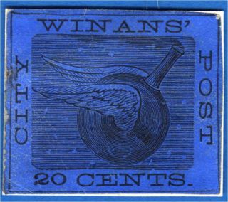US STAMP 20c - WINANS ' CITY POST,  1862 Hussey? Scott? Taylor? produced nonlegits 2