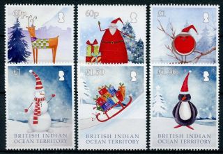 Biot Brit Indian Ocean Terr 2018 Mnh Christmas Trees Santa Robins 6v Set Stamps