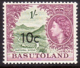 1961 Basutoland Sg 64a 10c On 1sh Type Ii (thin " 10 ") Cv £225