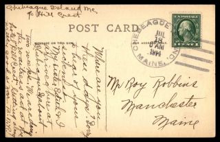 Chebeague Island Maine July 18 1914 Single Franked Postcard To Manchester