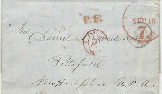 Italy,  1850 Stampless Cover,  From Rome To Pittsfield,  N.  H. ,  6 Postal Markings