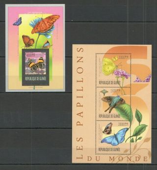 St1299 2013 Guinea Butterflies Fauna Insects Kb,  Bl Mnh Stamps