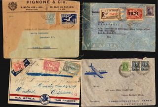 Uruguay 21 Airmail Cover Lot Pluna Condor Censor Official Panagra Military Mail
