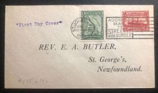 1928 St Johns Newfoundland First Day Cover Fdc To Rev Butler St George