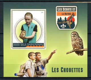 Madagascar 2016 Mnh Scouts & Nature Owls 1v S/s Scouting Birds Of Prey Stamps