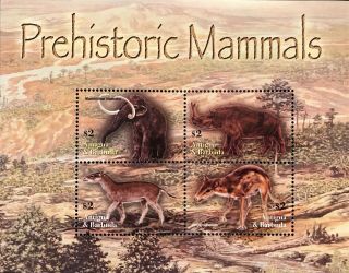 Antigua Dinosaur Stamp Sheet 4v 2005 Mnh Prehistoric Mammals Animals Mammoth