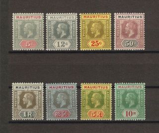 Mauritius 1913 - 22 Sg 196/204 (die 1s) Cat £335,