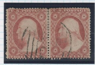 Usa Stamps Scott 26 Pair W Lg Boston Paid 73 0519