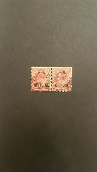 1902 Gb King Edward Vii Sgo92 R.  H.  Official Stamp Pair Kevii Evii