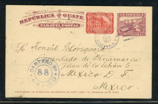 Guatemala Postal History: Lot 8 1927 Uprated Pc Guatemala - Mexico Df $$$