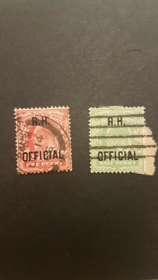 1902 Gb King Edward Vii Sgo91 Sgo92 R.  H.  Official Stamp Kevii Evii