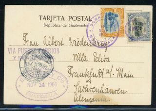 Guatemala Postal History: Lot 7 1906 15c Picture Pc Guatemala - Frankfurt $$$